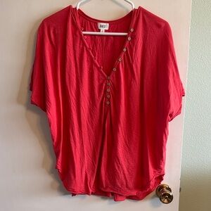 BKE Women's Vibrant Red V-Neck Blouse
